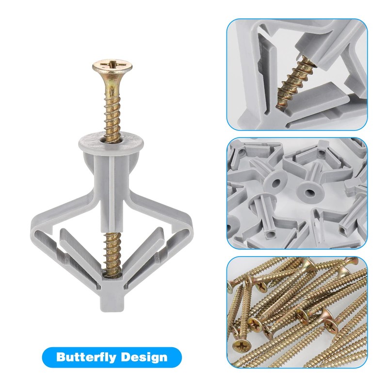 100 Pcs Plasterboard Rawl Plugs (50 Wall Plugs & 50