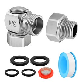 Langina 90 Degree Graden Hose Swivel Elbow Kit, 304 Stainless Steel Hose Elbow Adapter, 90 degree Hose Extension with 3/4"GHT Female to 1/2" NPT Male Pipe Fitting (304SS)