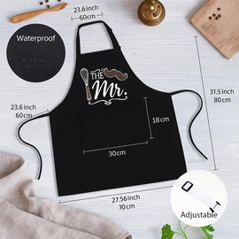 NJCXOLA Mr & Mrs Kitchen Apron, Mr and Mrs Apron for Couples Gifts, Couples Kitchen Apron, Wedding Gifts for Newlyweds, Engagement, Anniversary, Multi-coloured.