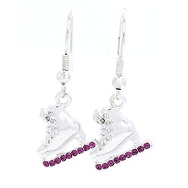 Violet Victoria & Fan Star ICE Skate Earrings - Skater Earrings - Crystal Skate Earrings Purple Dangle
