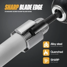 Pipe Thread Cutting Tool, Integrated Internal & External Pipe Threading Tool, Electric Drill Compatible PVC Pipe Threader Kit, 1/2" (DN15) 3/4" (DN20) Pipe Sizes Rethreading Tool