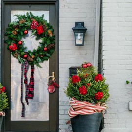 MAGICLULU Christmas Bell Door Hanger Large Door Hanging Bells with Pine Cones Berry Iron Star Bell for Christmas Tree Wall Door Hanging Decoration