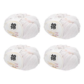 Rebower Cotton Yarn,100% Cotton Soft Knitting Yarn [for Hand DIY Bag Cushion Crocheting Knitting Project Home Decor] -4 Packages of 200g/7.05oz(Per Skein 50g/137yards)/White/Orange