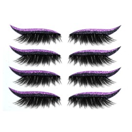 New European American Glitter Self-Adhesive Waterproof Eyeliner Eyeshadow Stickers Double Eyelid False EyelashesFalse Eyelashes Style: Blue 4 pairs, color: One pack 4 pairs-export only