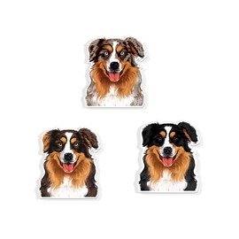WIRESTER Set of 3 Fun Decorative Magnets for Home, Office, Classroom, Acrylic Magnets to Stick on Computer, Fridge, Washer, Dryer, Lockers - Aussie Australian Shepherd Dogs