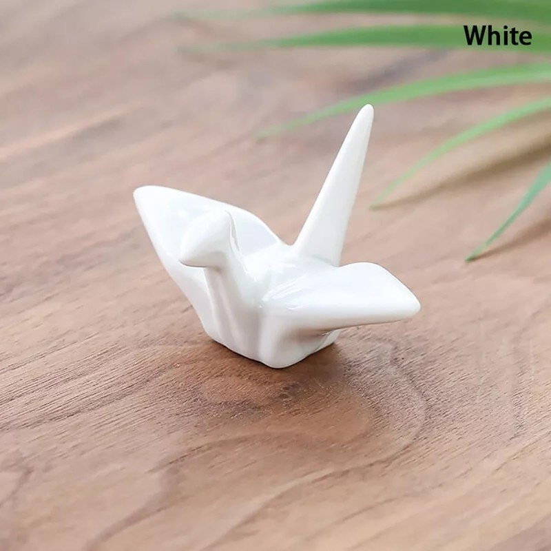 AIMALL Japanese Ceramic Chopstick Rest, Handmade Paper Crane Design Chopstick