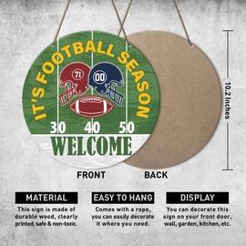 Football Welcome Door Sign Decor, Fall Welcome Autumn Door Decoration for House Home Front Door, Rustic Fall Football Season Decor Sign, Football Season Lover Gifts, It's Football Season