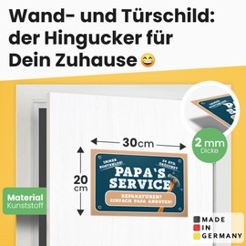 DankeDir! Papa's Service - Father Sign Papa's Workshop Gift Idea Birthday Gift Wall Decoration Workshop Garage Decoration House 30 x 20 cm Plastic Wall Mounting Rectangular