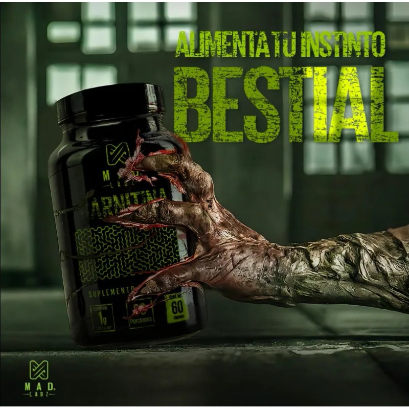 Carnitina Quemador de Grasa Mad Labz 60 Cápsulas 500mg Sin