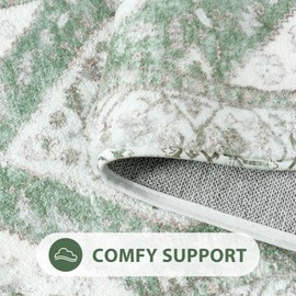 Uphome Green Bathroom Rug Boho Tribal Bathroom Mats Oriental Luxury Soft Machine Washable Bath Mat Non-Slip Traditional Distressed Toilet Rug for Shower Sink Vanity, 18x26 inch