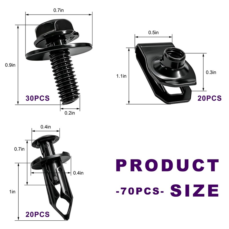 Xiqaler 70 PCS Engine Under Cover Splash Shield Guard Body