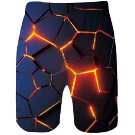 ALISISTER Men's Swimming Trunks Summer Swimming Shorts 3D Print Quick Drying Hawaii Surf Swimming Trunks Sports Shorts, D1-geometry, l