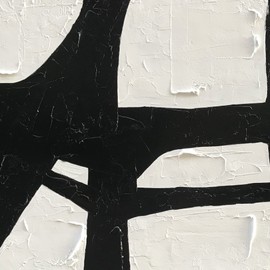 NANKAI Hand Painted Contemporary Minimalist Oil Painting - 40x28 Inch Black and White Abstract Art for Home Walls and Living Room Decoration