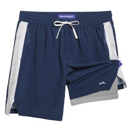 maamgic Boys Athletic Shorts with Liner Teens Youth 2 in 1 Active Running Sports Soccer Shorts with Zipper Pockets Navy 10/12