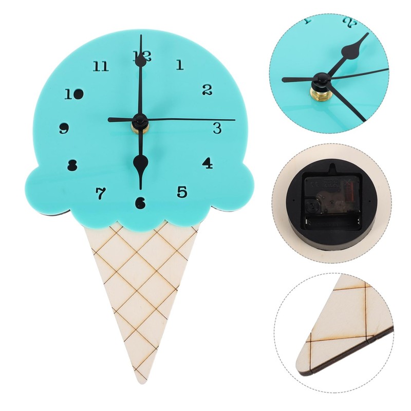 Hohopeti Cute Ice Cream Shaped Cartoon Wall Clock for Kids