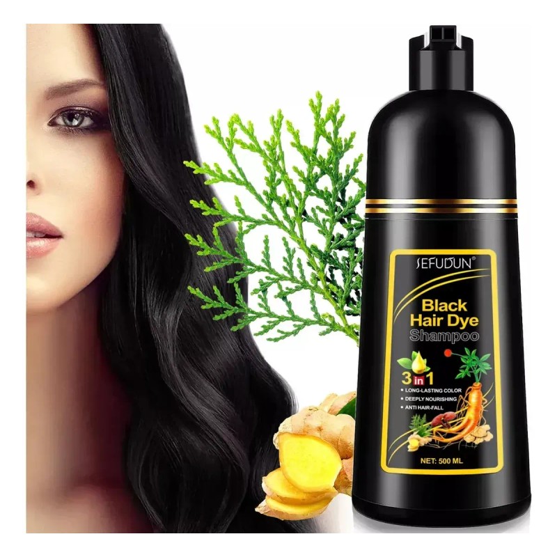 Shampoo Tinte Natural Cubre Canas Negro Nutre Protege