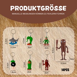KRYMXAR Tung Tung Tung Sahur Figurine 14 Piece Set Miniature Figures and Key Chains Ideal for Decoration and Collectors