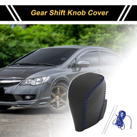 REPAIROCK Anti-Slip Gear Shift Knob Cover Car Stick Shifting Handle Protector for Honda Civic 2016-2021 Black Blue Faux Leather