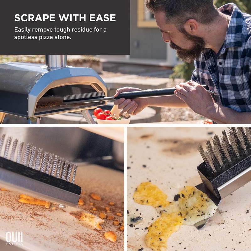 OUII 26'' Pizza Oven Brush with Stone Scraper - Includes