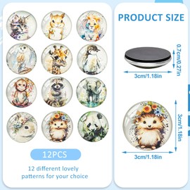 Ryvera Pack of 12 Fridge Magnets, Magnets for Magnetic Board, Animal Fridge Magnets, Decorative for Fridge, Whiteboard, Notice Board, Magnetic Board, Kitchen, Blackboards, Office, Children and Adults