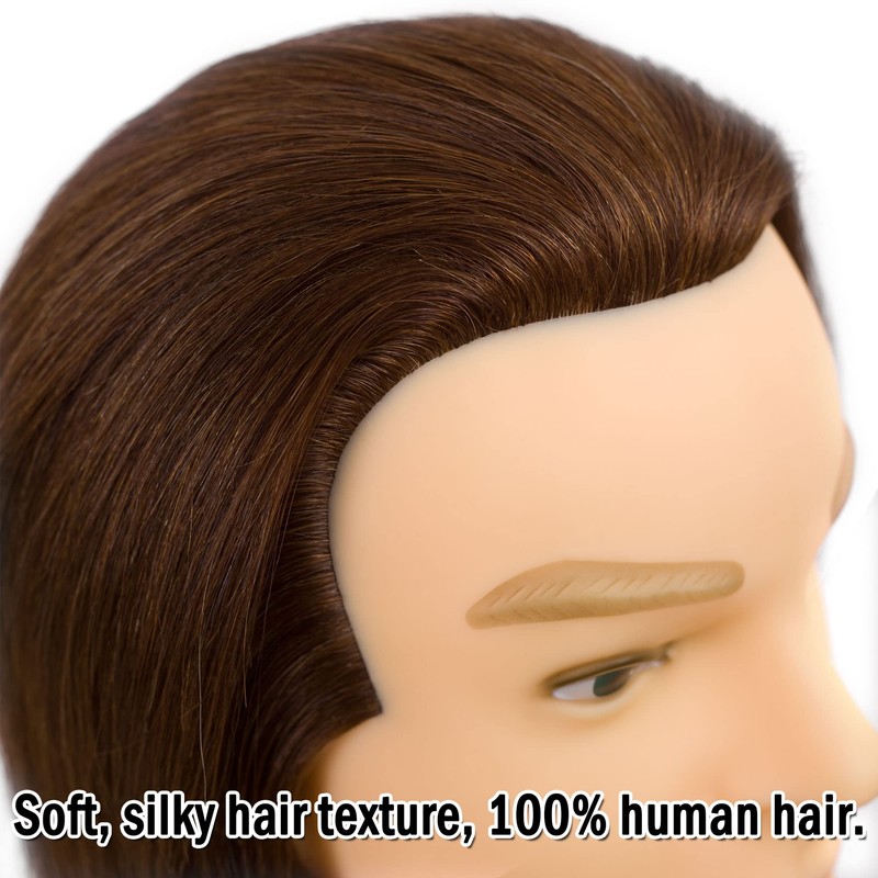 DIRUISI Cabeza de maniquí masculino con cabello 100% humano