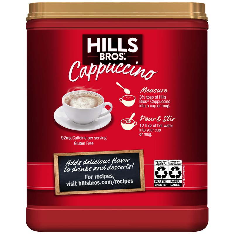 Hills Bros Instant Decadent Classic Cappuccino Mix with a Hint