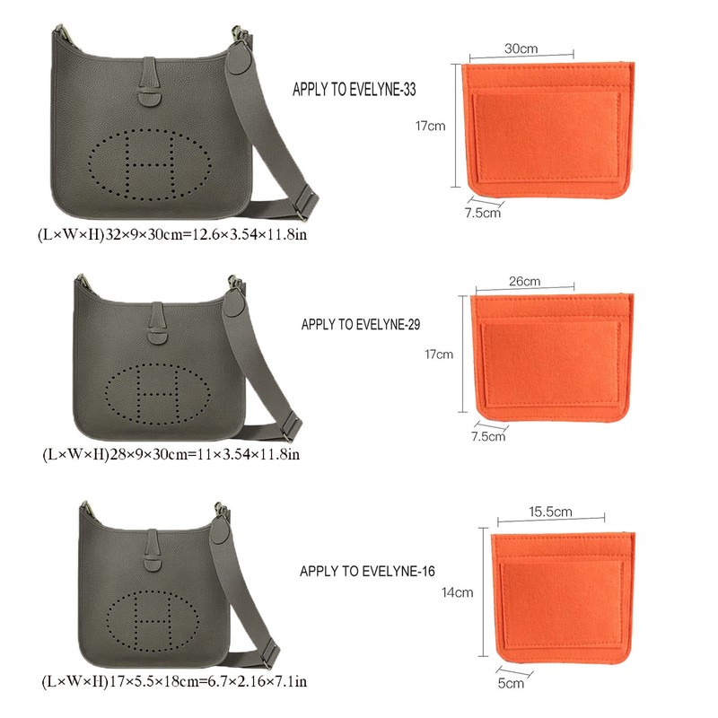 Lckaey Felt Organizer-for Hermes Evelyne III tpm pm gm Bag