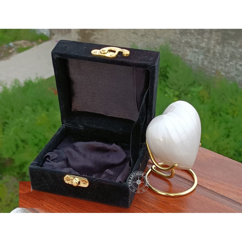 White Cremation Urn for Ashes Keepsake Heart Urn with Black