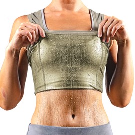 Sweat Spark - Chaleco de sudor para mujer, mejora tus entrenamientos y aumenta la pérdida de peso, mejora la sudoración y la tecnología de compresión, Beige, 5XL
