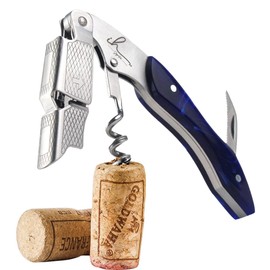 IH Signature, Sacacorchos de Camarero Sumiller Profesional - Acero Inoxidable de alta resistencia, resina multitono Sistema Doble Palanca Amortiguada y Cortador lámina, destapador. (Zafiro Azul)