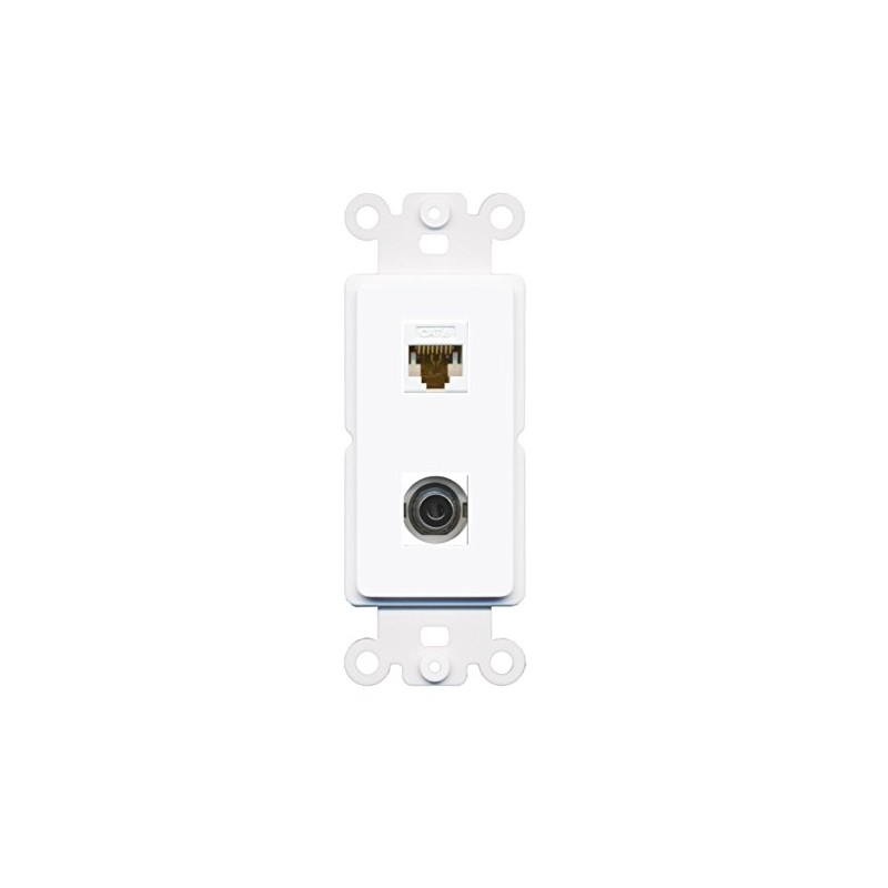 RiteAV - Cat6 3.5mm Port Wall Plate Decorative (Rocker) White