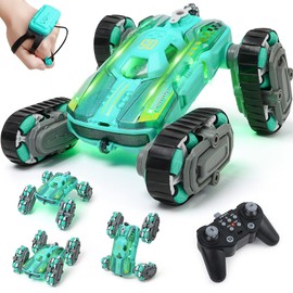 FUNiOi 8 Wheels RC Stunt Car for Kids Aged 6 7 8-12 9 10 11 Years Old, Cool Gesture RC Car Toy for Boys and Girls, with Lights & Music, 360° Rotating, 2.4Ghz Remote Control, Hand Controlled