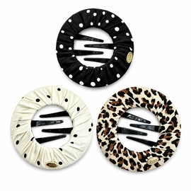 3 Pcs Soft Flexible Hair Clips for Women, Cozy Squishy Cloud Circle Claw Clips, Hat Friendly Polka Dot Leopard Print Hair Barrettes for Thick Thin Hair