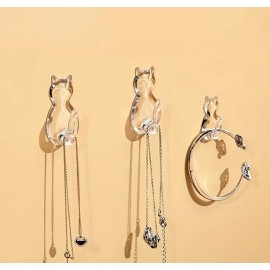 TIKA 8 Pcs Adhesive Cat Wall Hooks – Heavy-Duty No-Drill Stick Hooks for Keys & Towel