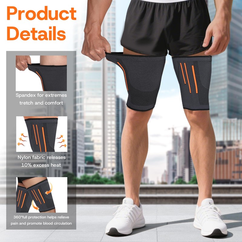 Beugo Thigh Compression Sleeve (1 Pair), Breathable Elastic Hamstring Compression
