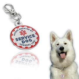YAFIYGI Service Dog Tag Service Dog ID Tag Engraved Stainless Steel Enameled Regular Emotional Support Dog Animal Tags for Large Dogs Cats Collars Vests Harnesses Essential Name Badge