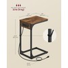 VASAGLE C-Shaped Side Table, End Table with Charging Station, C