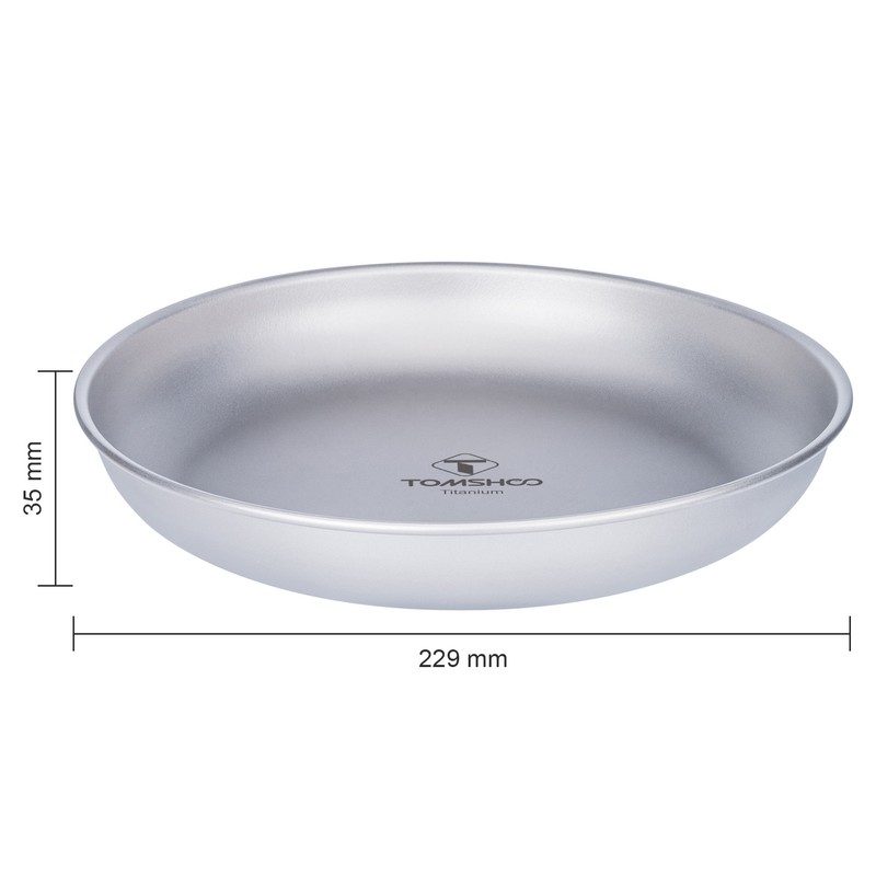TOMSHOO Titanium Round Camping Plate Outdoor Ultralight Portable Tableware Cookware