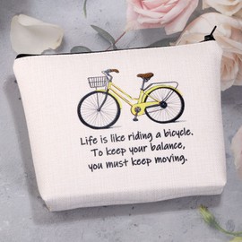 MBMSO Bicycle Gifts Cosmetic Bag Bicycle Makeup Bag Life is Like Riding a Bicycle Zipper Pouch Cyclist Gifts Cycling Toiletry Bag Organizer Bag (Life is like riding a bicycle bag)