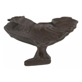 Ebros 7.5"W Rustic Country Farm Rooster Chicken Cast Iron Jewelry Coin Keys Tray
