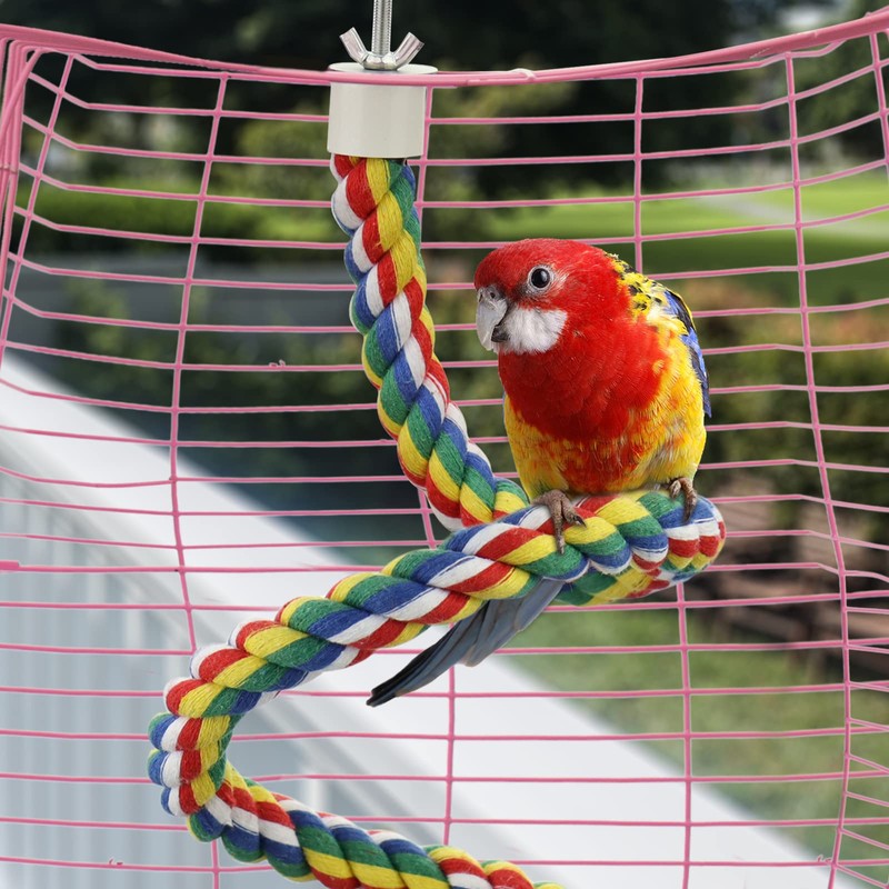 Bird Perch- Cage Rope for Parrot/Parakeet/Cockatiel Bungee Toy Comfy Colorful