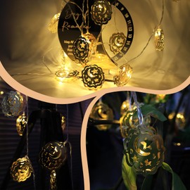 Fiohiros 3 Meters 20 LEDs Ramadan lig-hts, Ramadan lig-hts Decorations, Ramadan String lig-hts, Ramadan lig-hts Tree (Star+Moon) (Moon & Star)