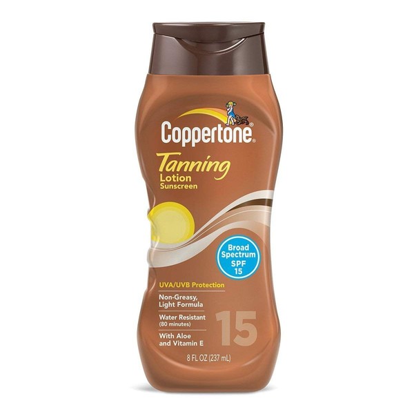 Coppertone Tanning Lotion SPF 15 - 8 oz, Pack of 4