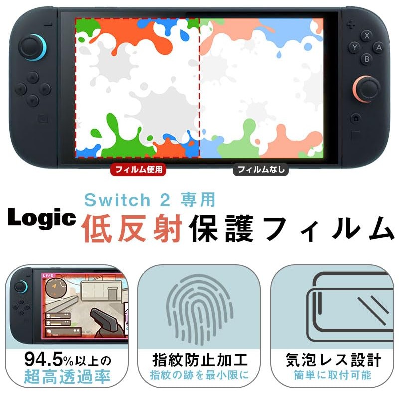 Switch 2 LCD Protective Film, High Transparency, Low Reflection, Anti-Fingerprint,