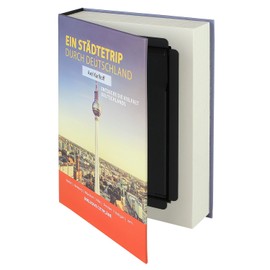 HMF 80915 Book Safe, Cash Box Real Paper Pages, Secret Box, "Ein Städtetrip durch Deutschland", 23 x 15 x 4 cm, Labeling in German
