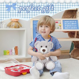 ASMIZ 4 Pack Soft Teddy Bears Bulk, 35 cm Teddy Bear Stuffed Animals with Bow, Cute Bear Plush Toys for Valentine's Day, Baby Shower, Birthday, Easter Gift, Christmas - White & Gray