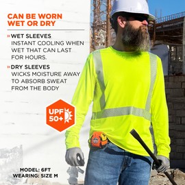 Ergodyne Chill Its 6688 Hi Vis Reflective Shirt, Class 2, Cooling Sun Shirt with UV Protection