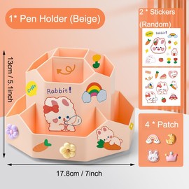 SAMSYOKI Rotating Pen Holder, 360° Rotating Desk Organiser, Rotation Pen Holder with 9 Compartments, Pen Holder Storage Box for Pens, Office Supplies, School Supplies, Makeup Brushes (Pink)