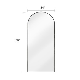 KOMCOTE Arch Mirror Full Length, Floor Length Mirror, Arched Floor Mirror, 76"x34" Wall Mirror Full Length, Oversized Floor Mirror, Bedroom Mirror Full Length, Black Floor Mirror for Living Room.