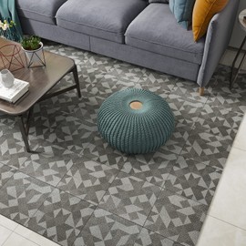 12x12 Inch Faux Carpet Tiles 6-Pack Self Adhesive Carpet Squares Floor Tile Removable Peel and Stick Floor Tile Non-Slip Durable DIY Vinyl Flooring Waterproof for Basement Bathroom Bedroom Entryway